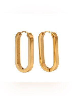 14k Gold Plated Long Hoop Earrings
